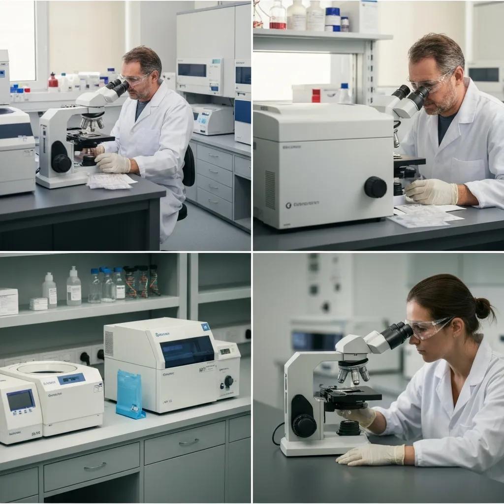 Forensic scientist examining DNA samples in a lab to test chain of custody and contamination risks