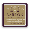 Barron Law Office logo featuring scales of justice and the quote "Injustice anywhere is a threat to justice everywhere."